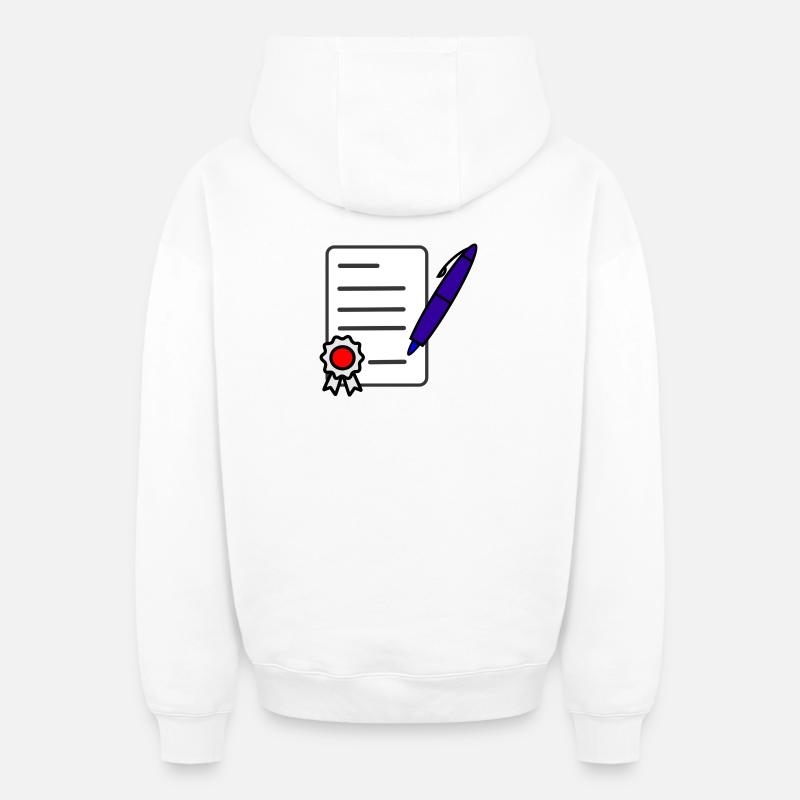 Signer un contrat - Sweat à capuche unisexe zippé oversize épais SPREAD - blanc