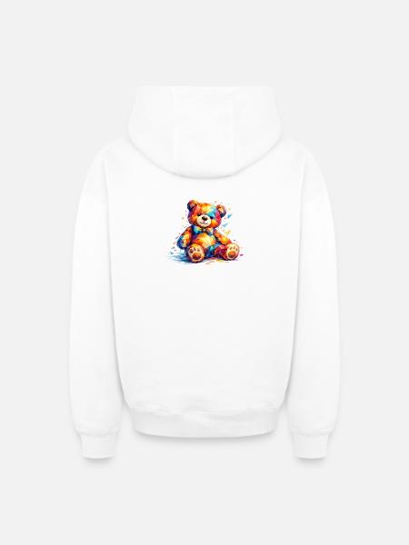 Farbenfroher geometrischer Bär - Oversized Heavyweight Unisex Zip Hoodie - Weiß