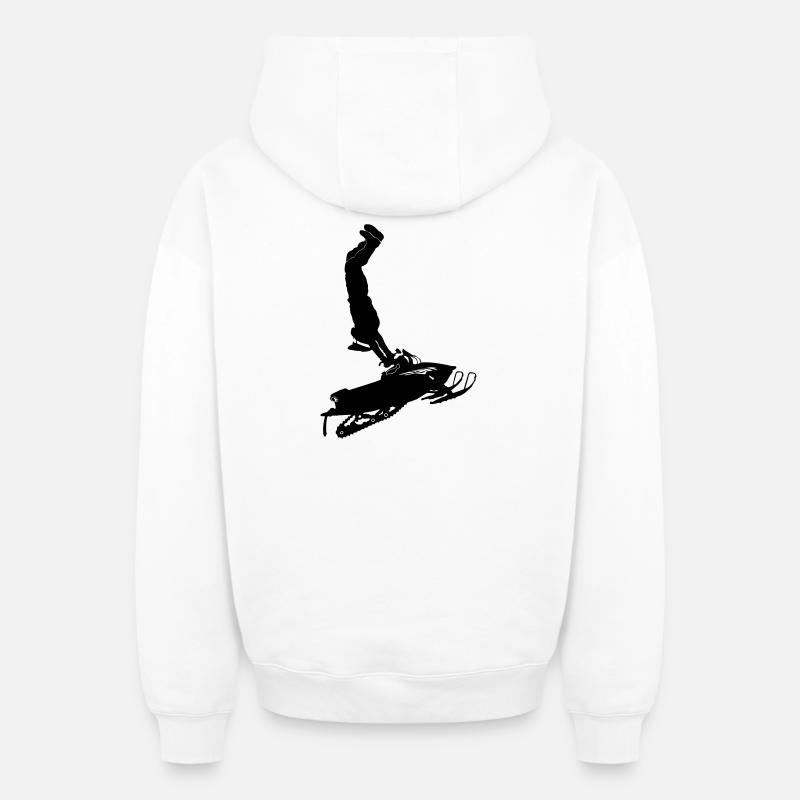 Motoneige pilote Stunts - Sweat à capuche unisexe zippé oversize épais SPREAD - blanc