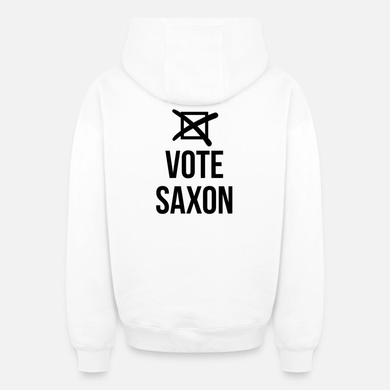 Vote Saxon - Sweat à capuche unisexe zippé oversize épais SPREAD - blanc