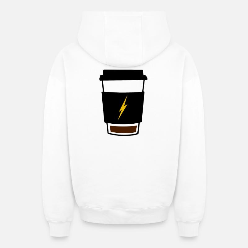 Café Battery faible - Sweat à capuche unisexe zippé oversize épais SPREAD - blanc