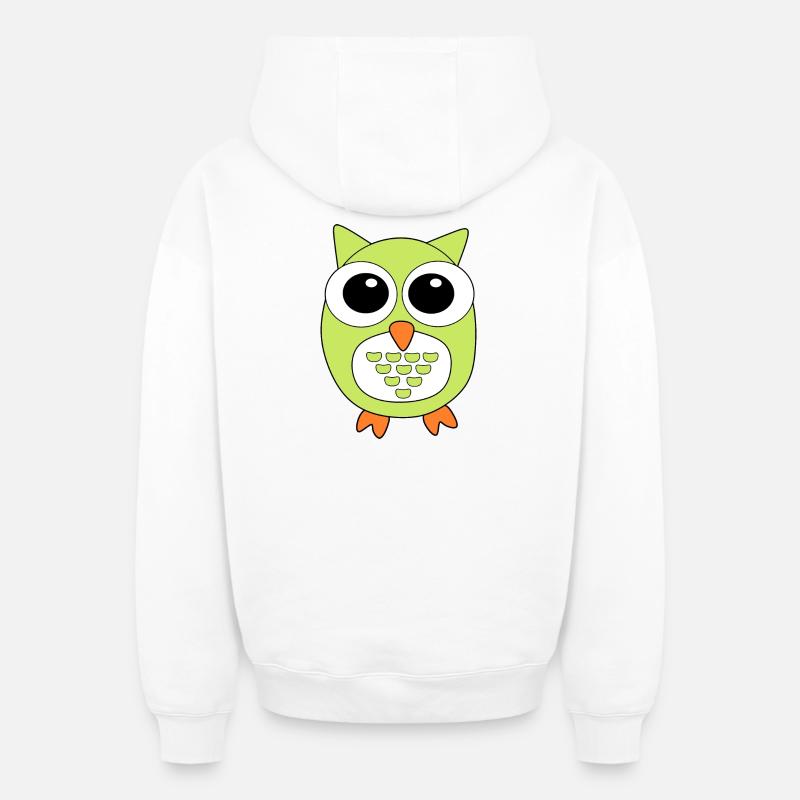 Eule grüne Eule - Oversized Heavyweight Unisex Zip Hoodie - Weiß