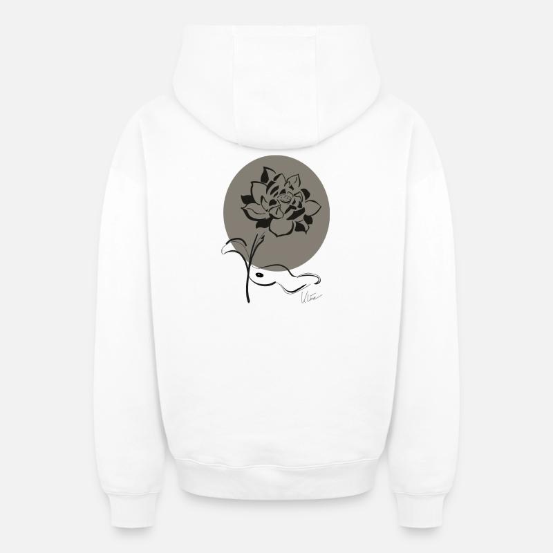 Lotus - Sweat à capuche unisexe zippé oversize épais SPREAD - blanc