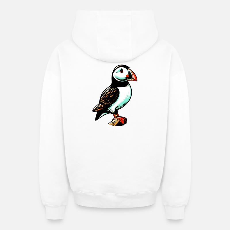 Macareux - Sweat à capuche unisexe zippé oversize épais SPREAD - blanc