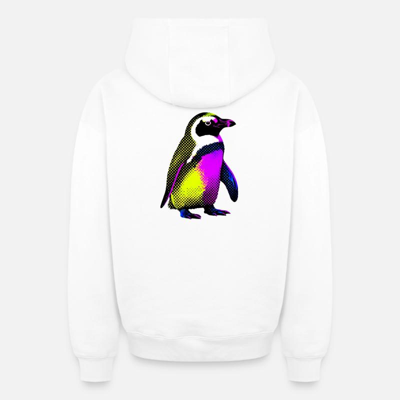 Pingouin - Sweat à capuche unisexe zippé oversize épais SPREAD - blanc