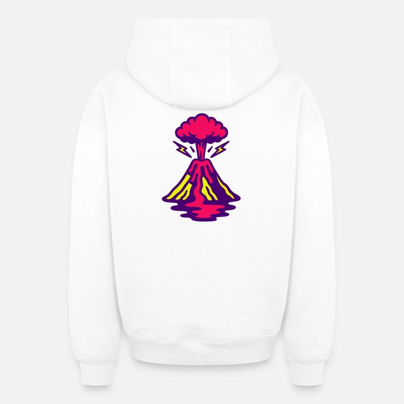 Volcan Pop Art - Sweat à capuche unisexe zippé oversize épais SPREAD - blanc