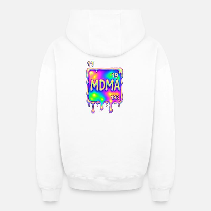 Conception de la MDMA - Sweat à capuche unisexe zippé oversize épais SPREAD - blanc