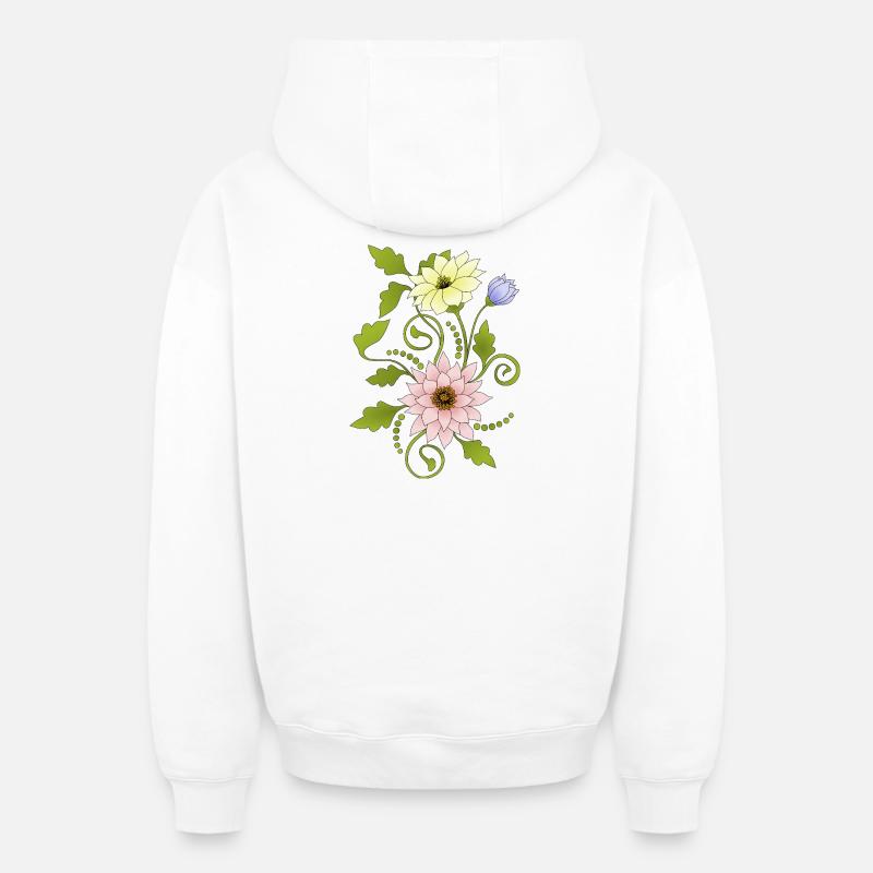 Fleur - Sweat à capuche unisexe zippé oversize épais SPREAD - blanc