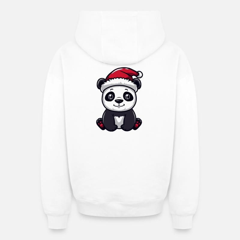 Noël Panda - Sweat à capuche unisexe zippé oversize épais SPREAD - blanc