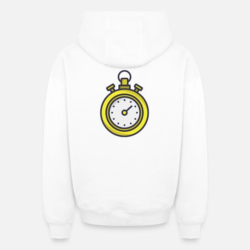Chronomètre - Sweat à capuche unisexe zippé oversize épais SPREAD - blanc