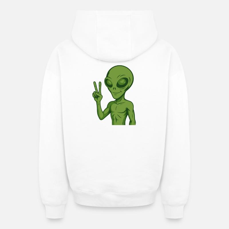 Paix extraterrestre Paix - Sweat à capuche unisexe zippé oversize épais SPREAD - blanc