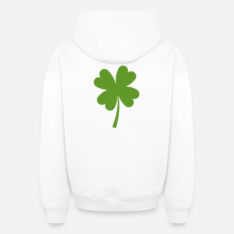 Solid four-leaf clover - Oversized Heavyweight Unisex Zip Hoodie - white