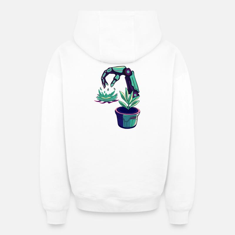 Robots néon - Sweat à capuche unisexe zippé oversize épais SPREAD - blanc