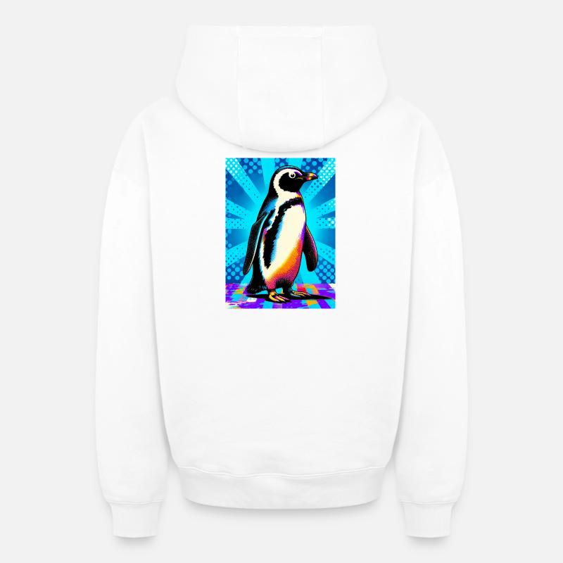pingouin - Sweat à capuche unisexe zippé oversize épais SPREAD - blanc