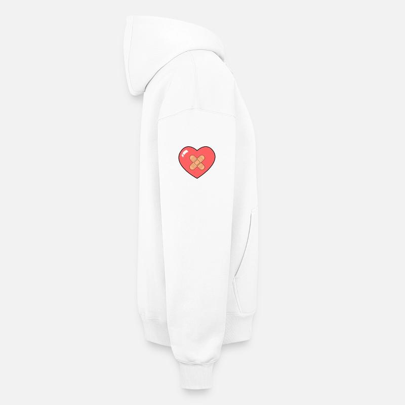 Coeur avec pansement - Sweat à capuche unisexe zippé oversize épais SPREAD - blanc