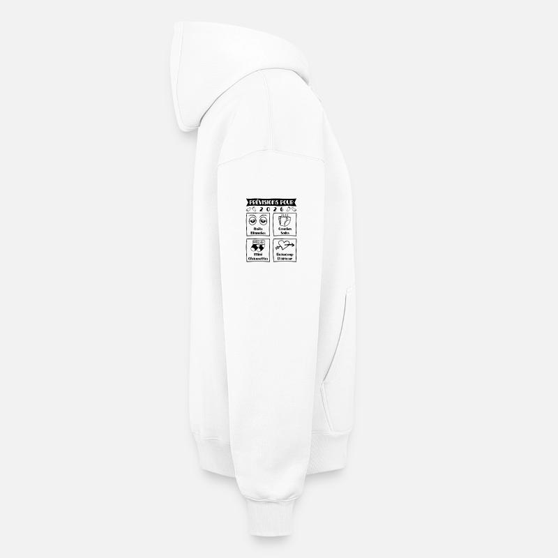 Prévisions pour 2026,future mama,futur papa - Sweat à capuche unisexe zippé oversize épais SPREAD - blanc