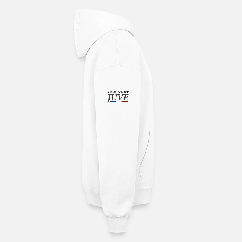 Commissaire Juve - Sweat à capuche unisexe zippé oversize épais SPREAD - blanc
