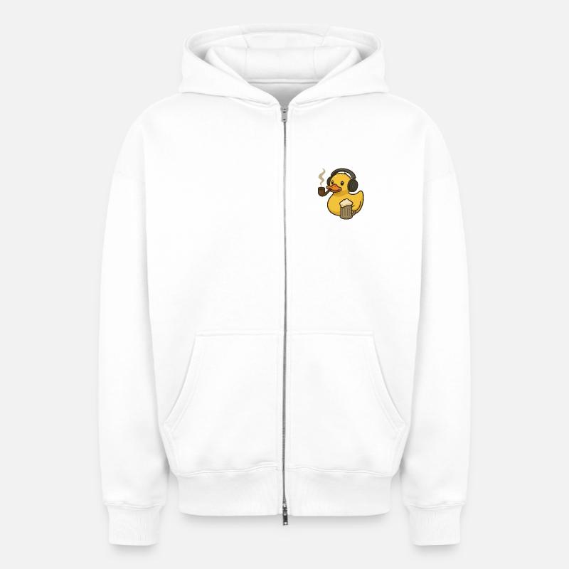D’Duck - Sweat à capuche unisexe zippé oversize épais SPREAD - blanc