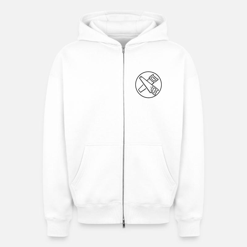Scies croisées - Sweat à capuche unisexe zippé oversize épais SPREAD - blanc