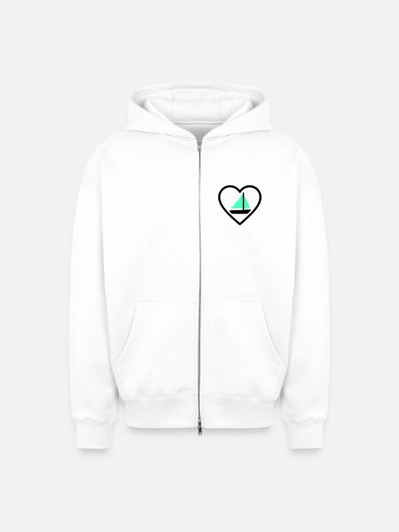 Cuore Vela – Passione Navigazione - Oversized Heavyweight Unisex Zip Hoodie - white