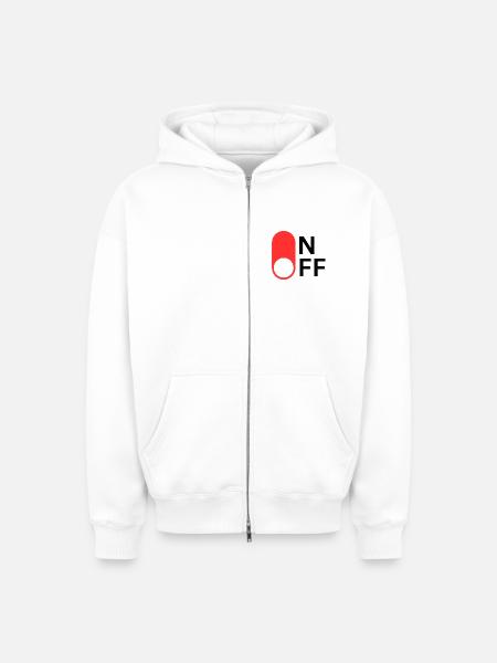 ON/OFF mode - Oversized Heavyweight Unisex Zip Hoodie - white
