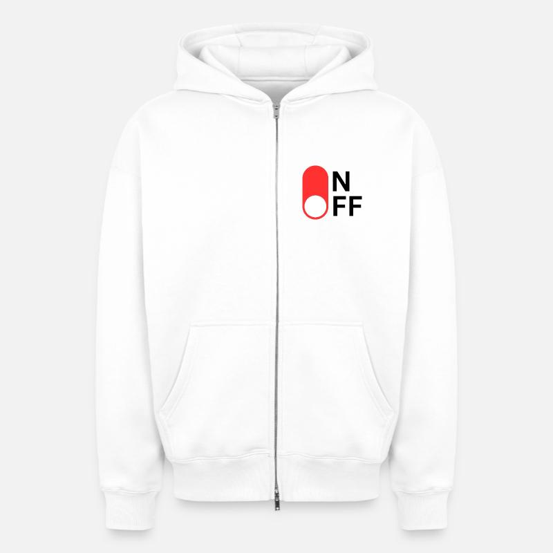 ON / OFF Modus - Oversized Heavyweight Unisex Zip Hoodie - Weiß