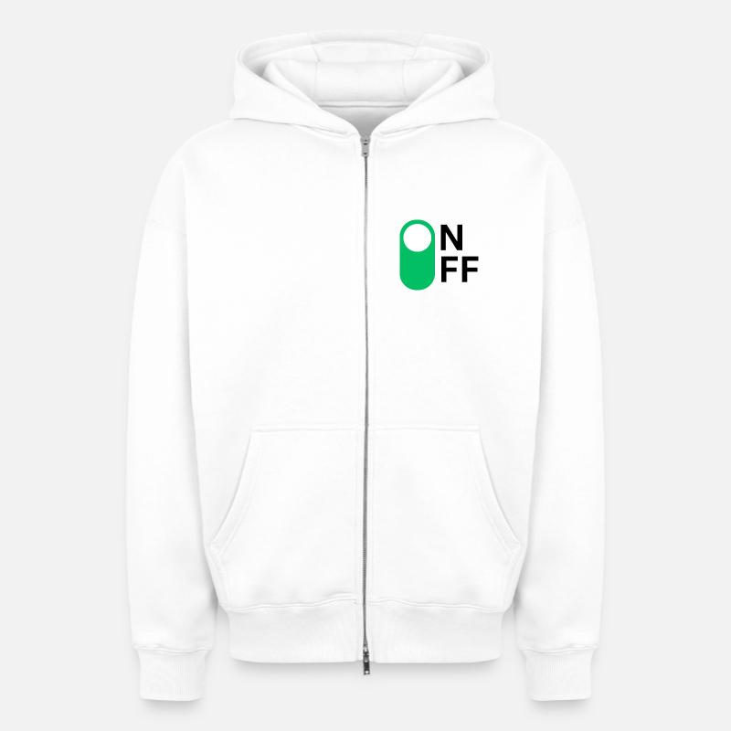 Mode ON/OFF - Sweat à capuche unisexe zippé oversize épais SPREAD - blanc