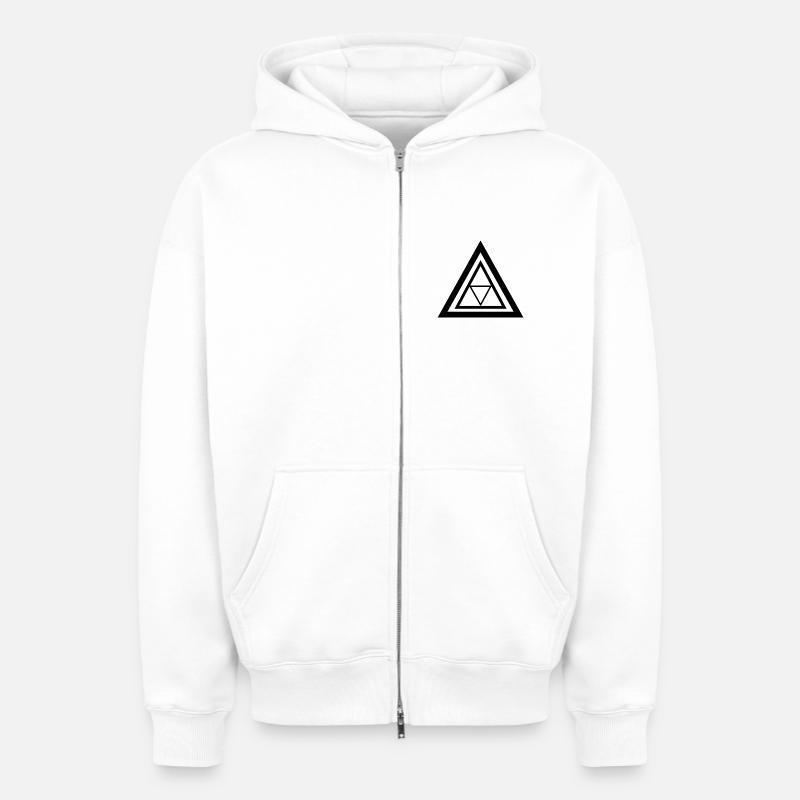 Design abstrait moderne - Sweat à capuche unisexe zippé oversize épais SPREAD - blanc