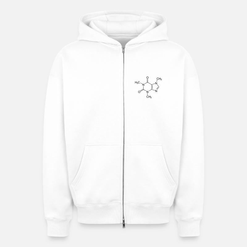 Caféine - Sweat à capuche unisexe zippé oversize épais SPREAD - blanc