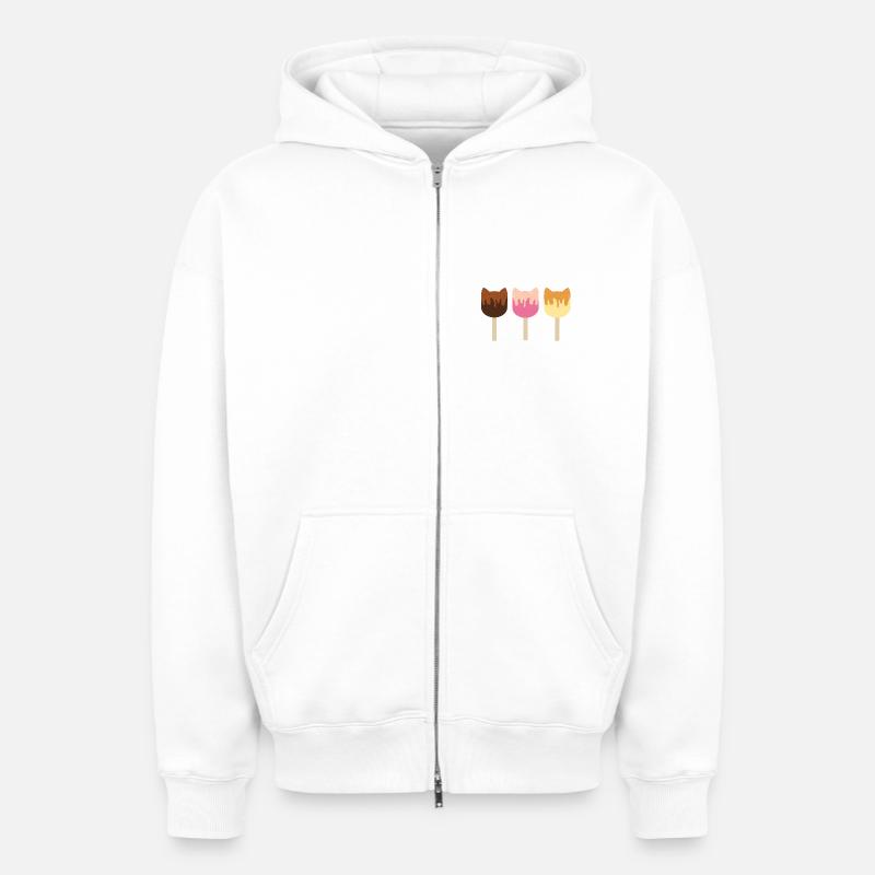 Amis - Sweat à capuche unisexe zippé oversize épais SPREAD - blanc