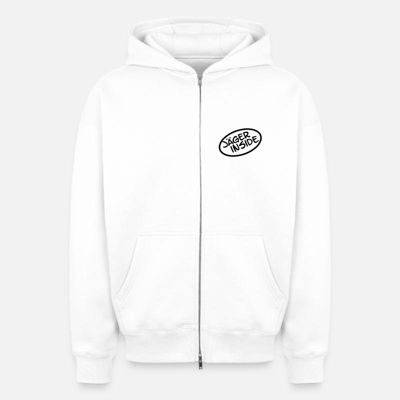 Hunter intérieur - Sweat à capuche unisexe zippé oversize épais SPREAD - blanc