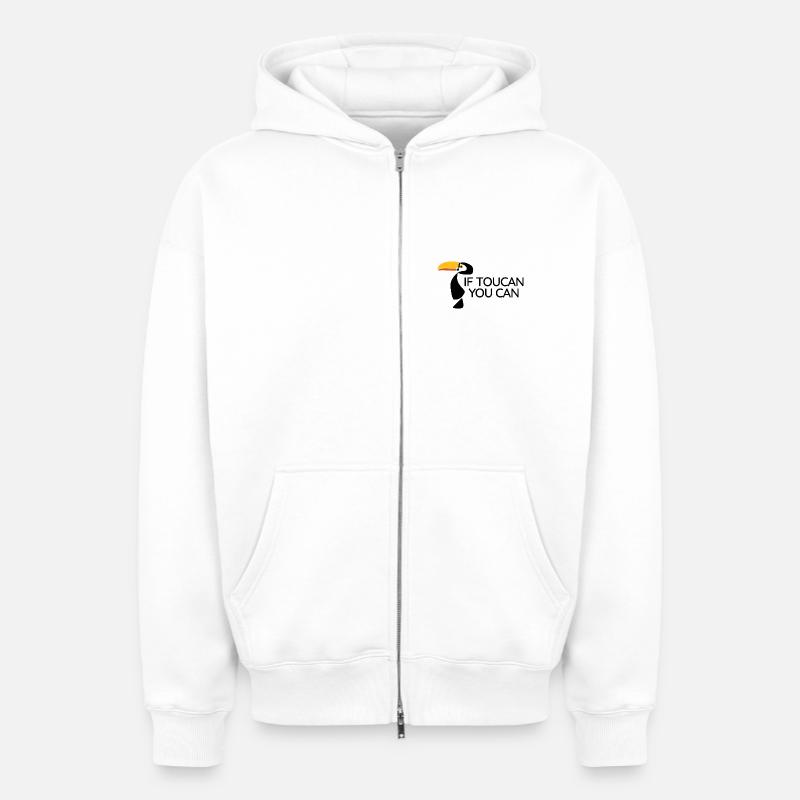 Toucan - Tu peux - Sweat à capuche unisexe zippé oversize épais SPREAD - blanc