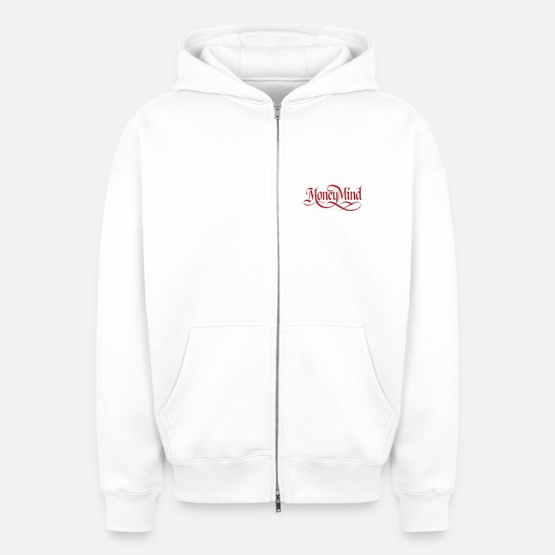 MoneyMind - Sweat à capuche unisexe zippé oversize épais SPREAD - blanc