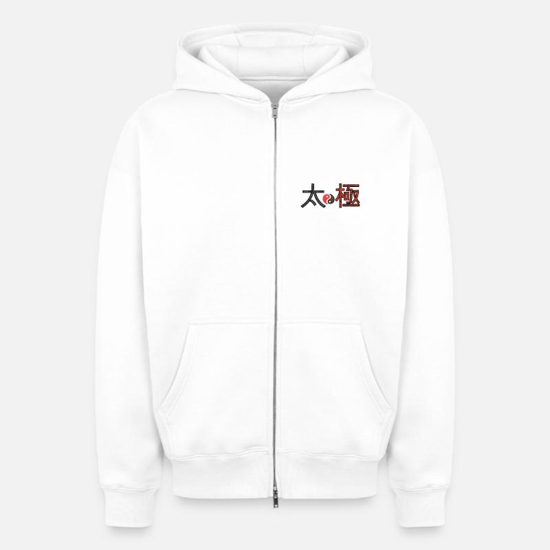Tai-chi - Sweat à capuche unisexe zippé oversize épais SPREAD - blanc