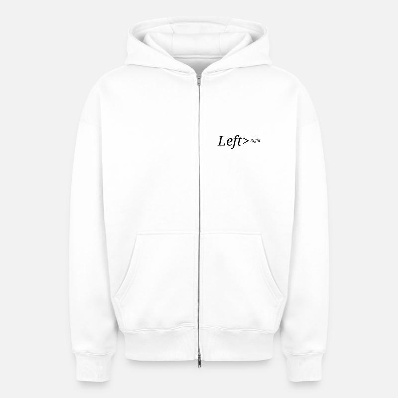 Gauche>Droite - Sweat à capuche unisexe zippé oversize épais SPREAD - blanc