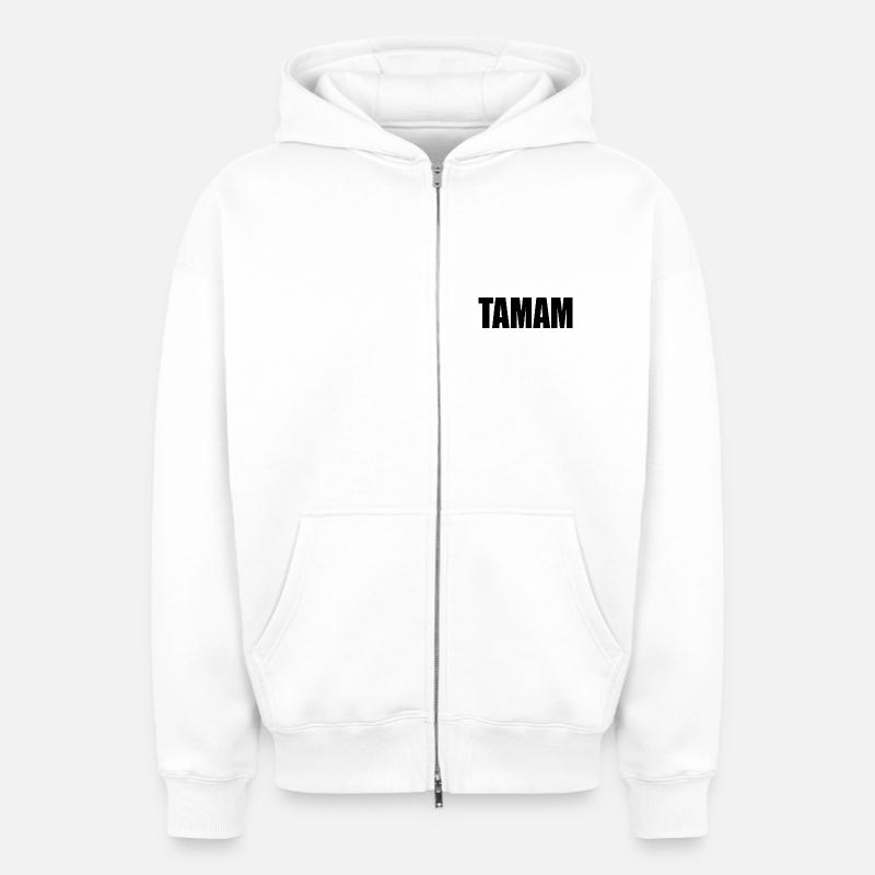 TAMAM TURC - Sweat à capuche unisexe zippé oversize épais SPREAD - blanc