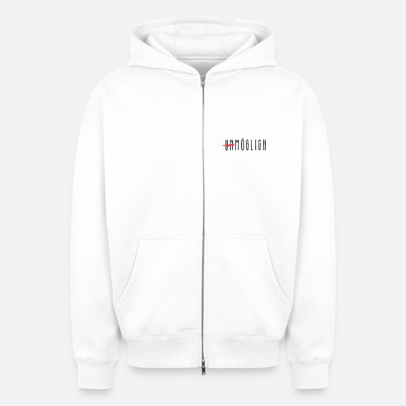 Impossible - Sweat à capuche unisexe zippé oversize épais SPREAD - blanc