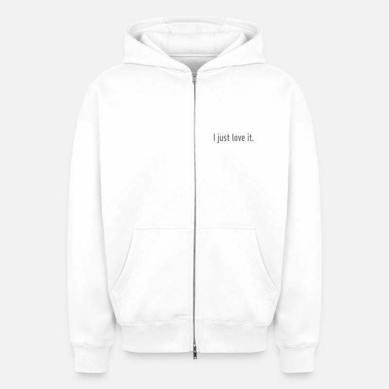 J’adore ça ! - Sweat à capuche unisexe zippé oversize épais SPREAD - blanc