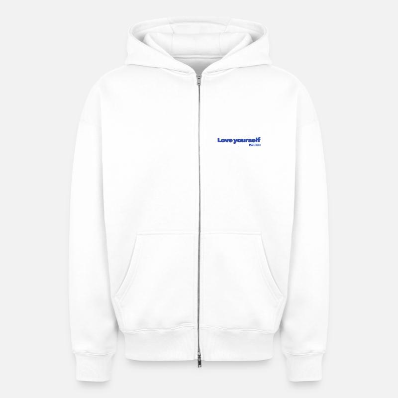 Aimez-vous - Statement Design - Sweat à capuche unisexe zippé oversize épais SPREAD - blanc