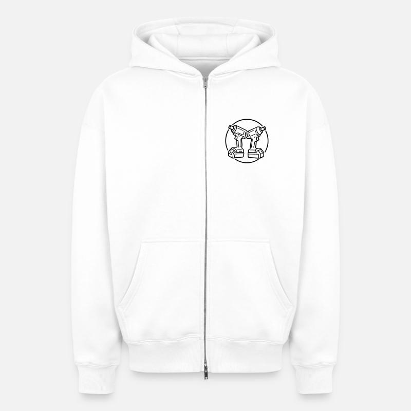 Boulonneuses - Sweat à capuche unisexe zippé oversize épais SPREAD - blanc