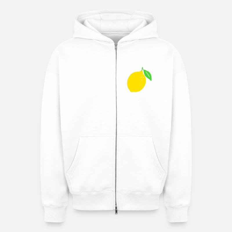 Citron Flat Print Design - Sweat à capuche unisexe zippé oversize épais SPREAD - blanc