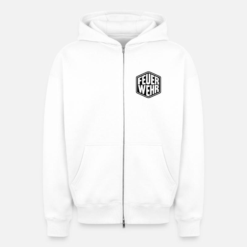 Pompier / Pompier - Sweat à capuche unisexe zippé oversize épais SPREAD - blanc