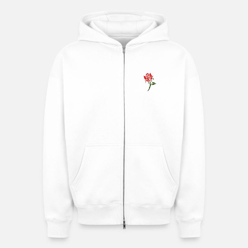 Rose - Sweat à capuche unisexe zippé oversize épais SPREAD - blanc
