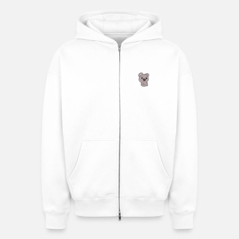 koala - Sweat à capuche unisexe zippé oversize épais SPREAD - blanc