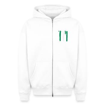 Nigeria Flagge - Oversized Heavyweight Unisex Zip Hoodie - Weiß - Vorne - AI Model Female 172 dark (172cm) & AI Model Male 178 light (178cm)