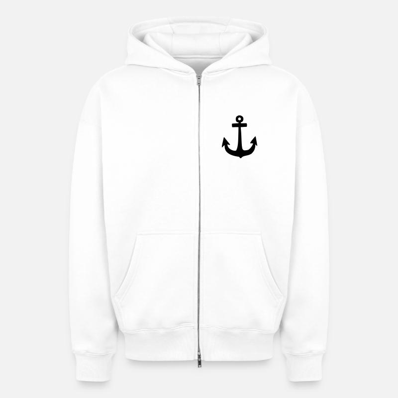 Ancre - Sweat à capuche unisexe zippé oversize épais SPREAD - blanc