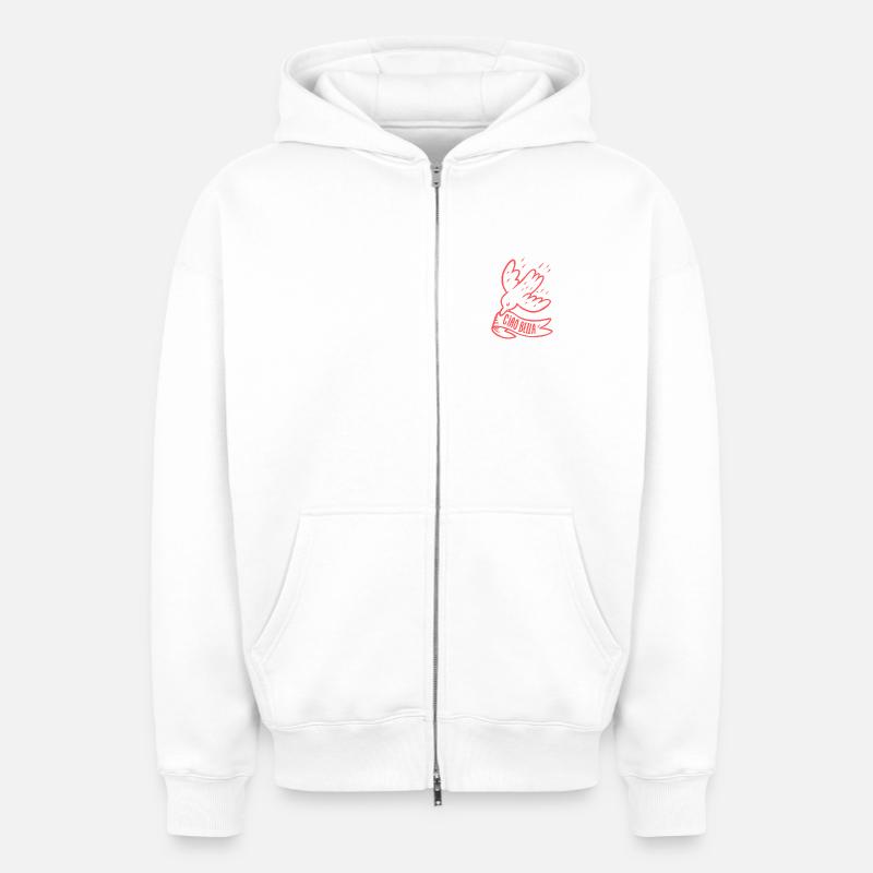 Ciao Bella  - Sweat à capuche unisexe zippé oversize épais SPREAD - blanc