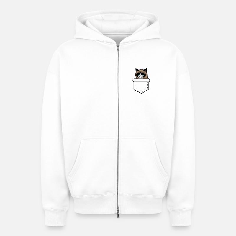 grumpy - Sweat à capuche unisexe zippé oversize épais SPREAD - blanc