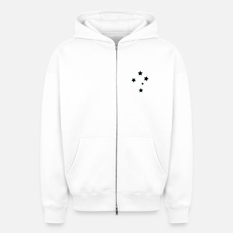 Croix du Sud - Sweat à capuche unisexe zippé oversize épais SPREAD - blanc