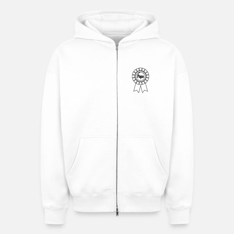 Papa le plus cool - Sweat à capuche unisexe zippé oversize épais SPREAD - blanc